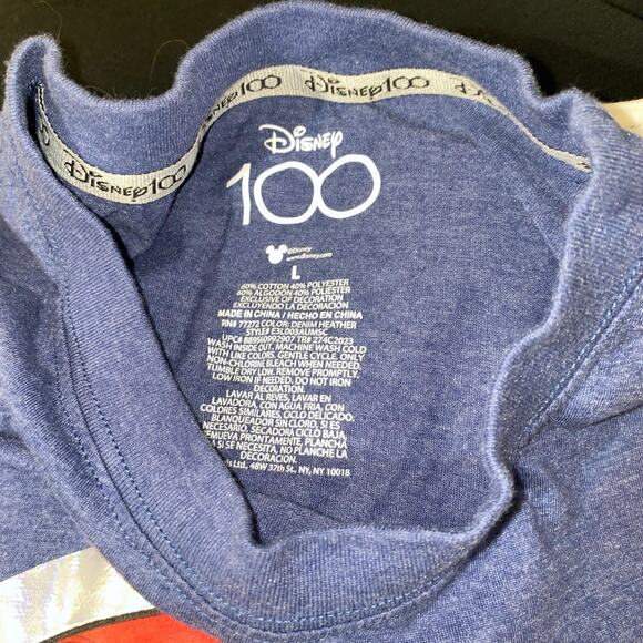 Disney 100 100 Years of Wonder Blue Mickey Mouse Graphic Short Sleeve T-Shirt L - Picture 3 of 3
